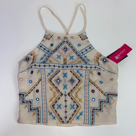 Xhilaration Tops - Xhilaration I NWT Boho Decal Crop Top XS